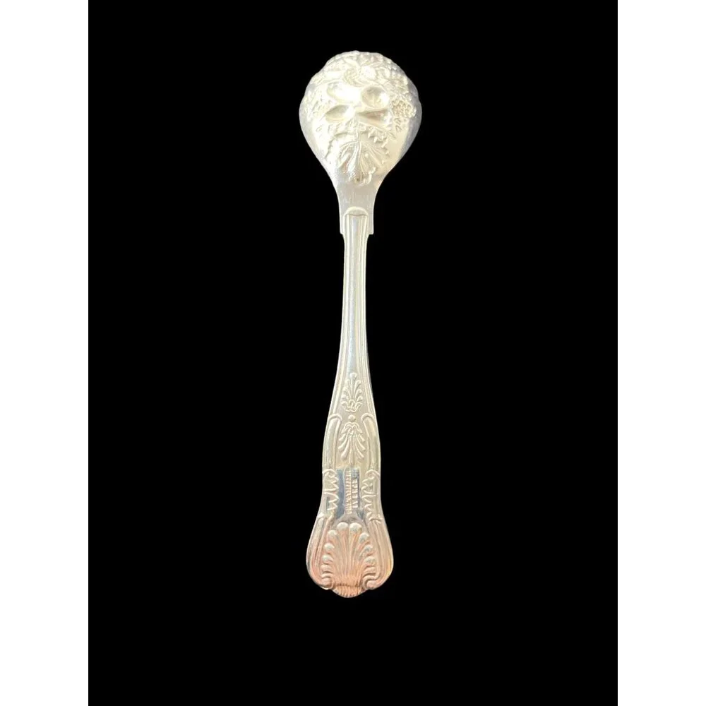 Vintage Sheffield English Silver Plate Kings Pattern Ornate Berry Sugar Spoon
